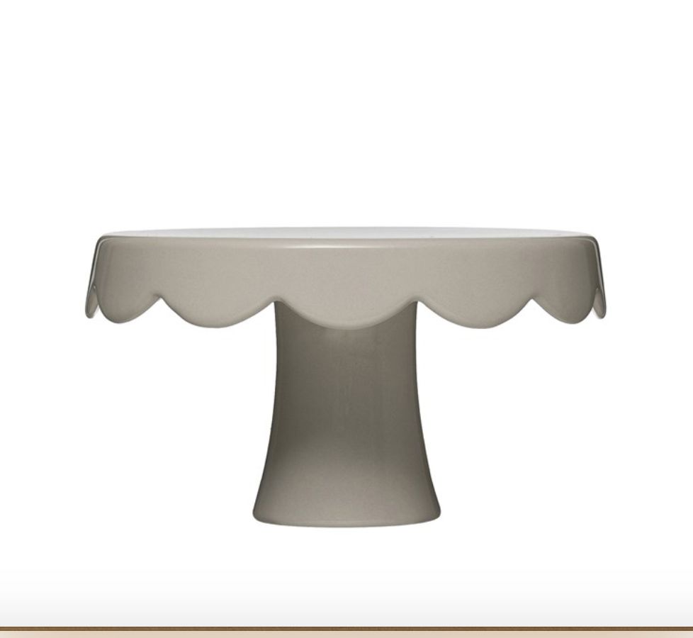 Scalloped Edge Grey Pedestal