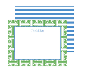 Grass Green Greek Key Border Notecards