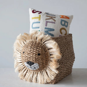 Lumbar Pillow with Embroidered Alphabet