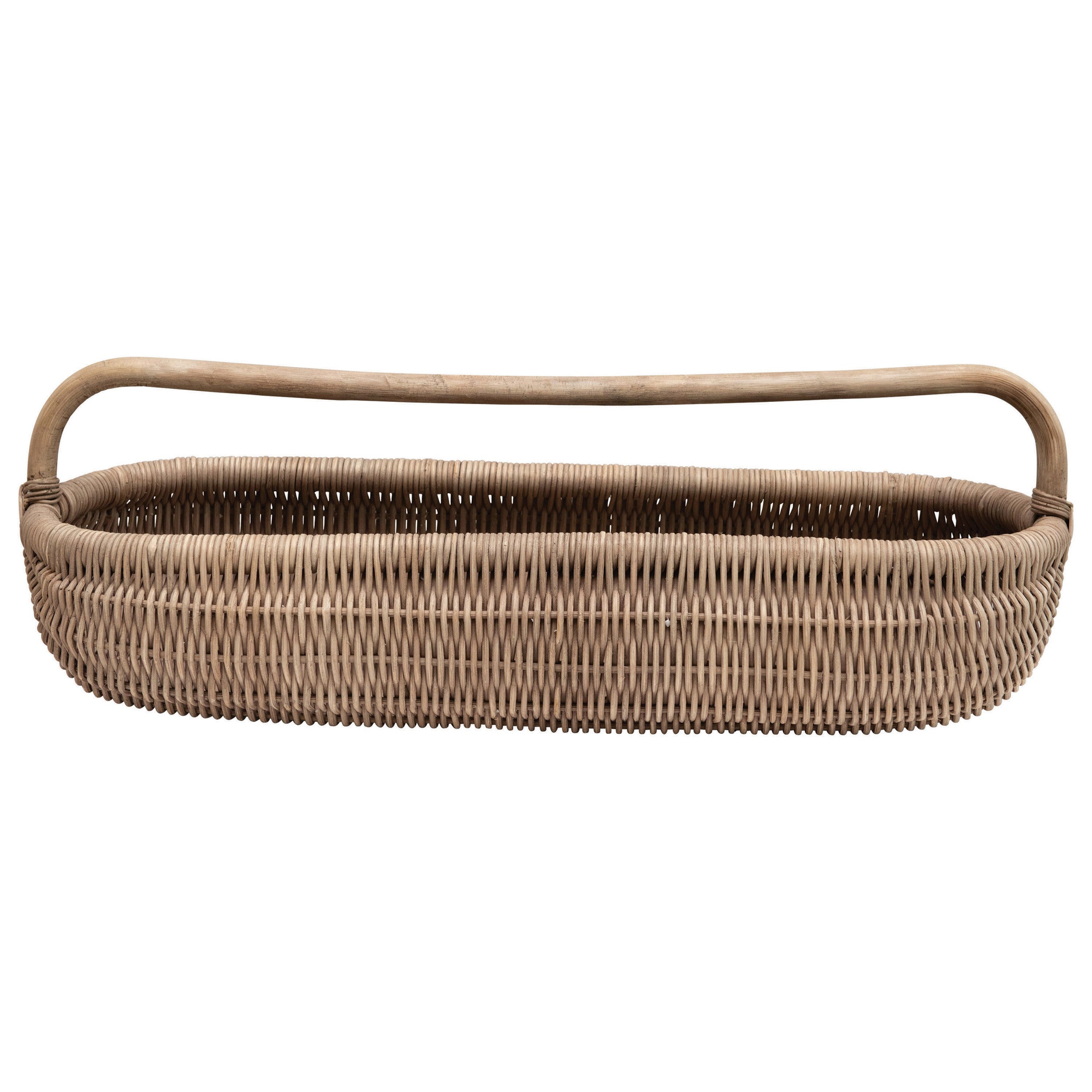 Hand-Woven Rattan Basket with Handle