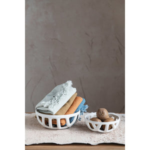 White Stoneware Fruit Bowl