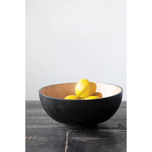 Black Mango Wood Footed Bowl